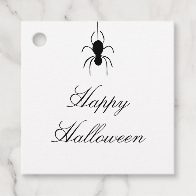Étiquettes Cadeau Fête d'Halloween Éffrayant Spider noir blanc (Devant)