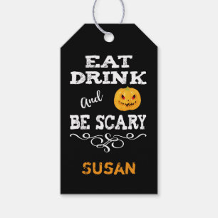 Étiquettes-cadeau Fête d'Halloween Manger Boire & être Effrayant Vis
