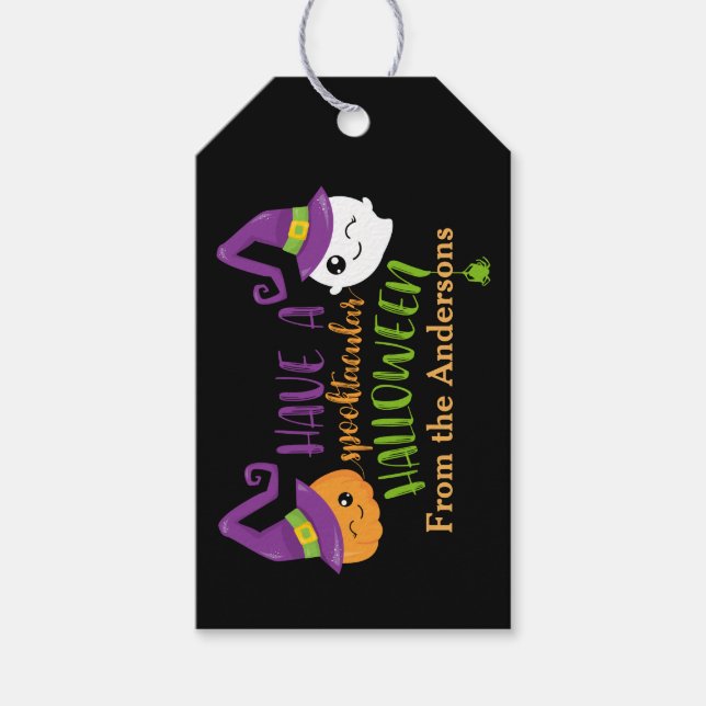 Étiquettes-cadeau Fête d'Halloween Spooktaculaire Faveur personnalis (Devant)