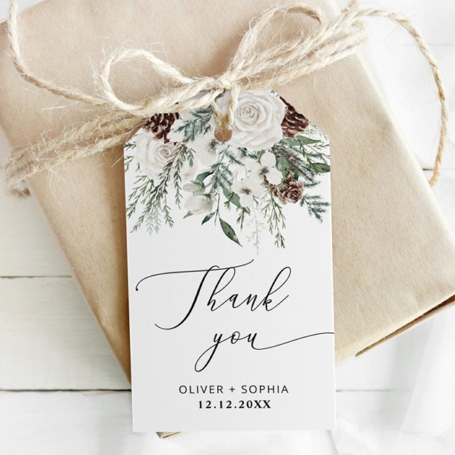 Étiquettes-cadeau Fête d'hiver feuillage mariage à feuillage persist (Créateur téléchargé)