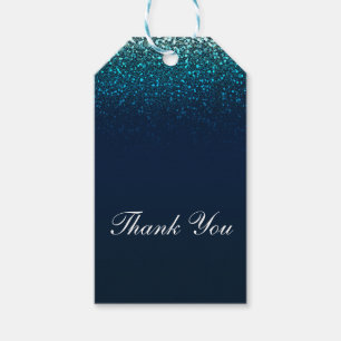 Étiquettes-cadeau Fête douce 16 ans paillettes scintillement bleu aq