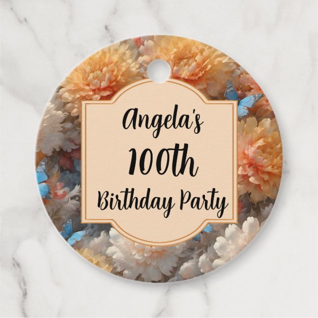 Étiquettes Cadeau Fête du 100e anniversaire (Devant)