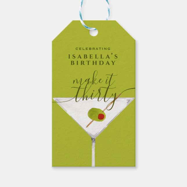 Étiquettes-cadeau Fête du 30e anniversaire du Martini vert Make It T (Devant)