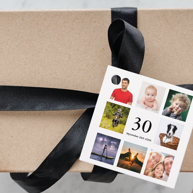 Étiquettes Cadeau fête du 30e anniversaire photo collage mec merci (Créateur téléchargé)