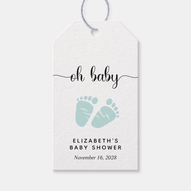 Étiquettes-cadeau Fête du Baby shower vert à la menthe Favoriser (Devant)