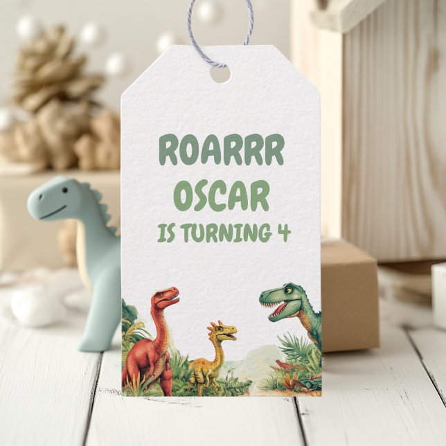 Étiquettes-cadeau Fête du dinosaure du bon temps (Créateur téléchargé)