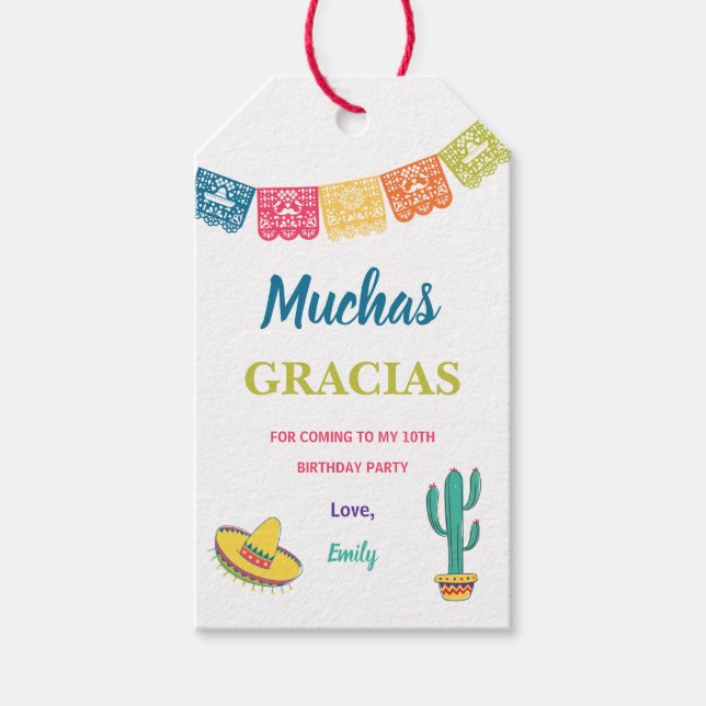 Étiquettes-cadeau Fête du Merci mexicain Muchas Gracias (Devant)