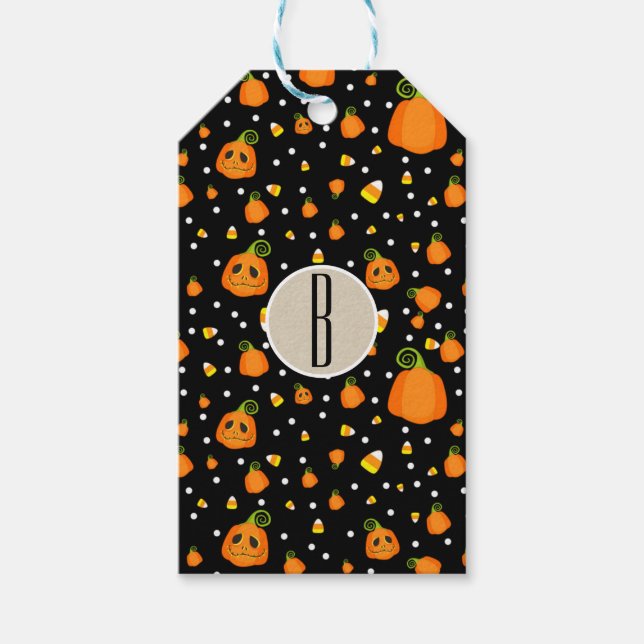 Étiquettes-cadeau Fête du Whimsical Citrouille d'Halloween (Devant)
