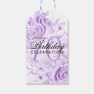 Étiquettes-cadeau Fête élégante de 70 ans Fleur Violet