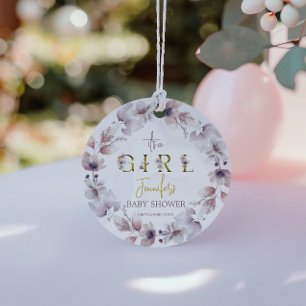 Étiquettes Cadeau Fête Élégante Florale C'est une Fille Baby Shower