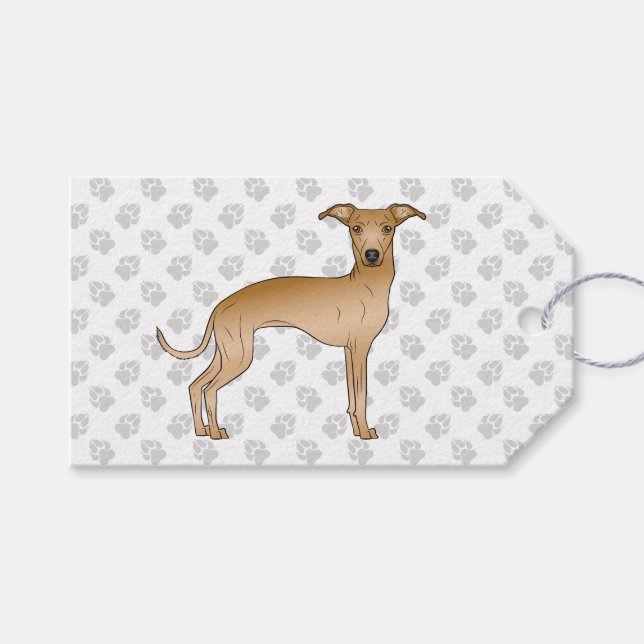 Étiquettes-cadeau Fête Italien Greyhound Cute Dessin Chien Avec Patr (Devant (Horizontal))