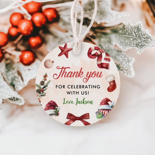 Étiquettes Cadeau Fête moderne Noël 1er anniversaire (Créateur téléchargé)