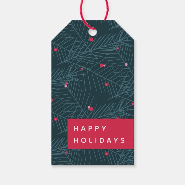 Étiquettes-cadeau Fête moderne Noël personnalisé rouge (Devant)