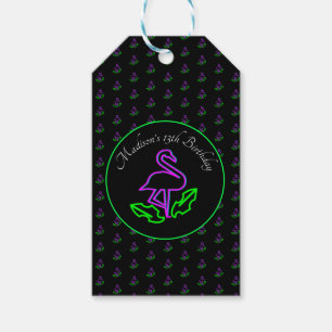 Étiquettes-cadeau Fête néon tropicale Faveur de fête Flamant rose Gl