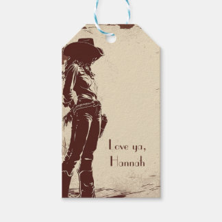 Étiquettes-cadeau Fête personnalisée rustique Cowgirl Western