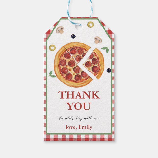 Étiquettes Cadeau Fête Pizza, Tranches de Fun (Devant)