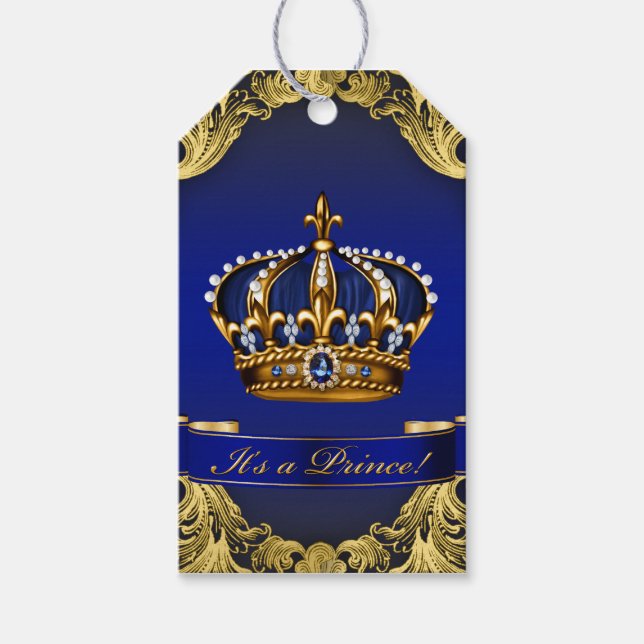 Étiquettes-cadeau Fête prénatale de prince (Devant)