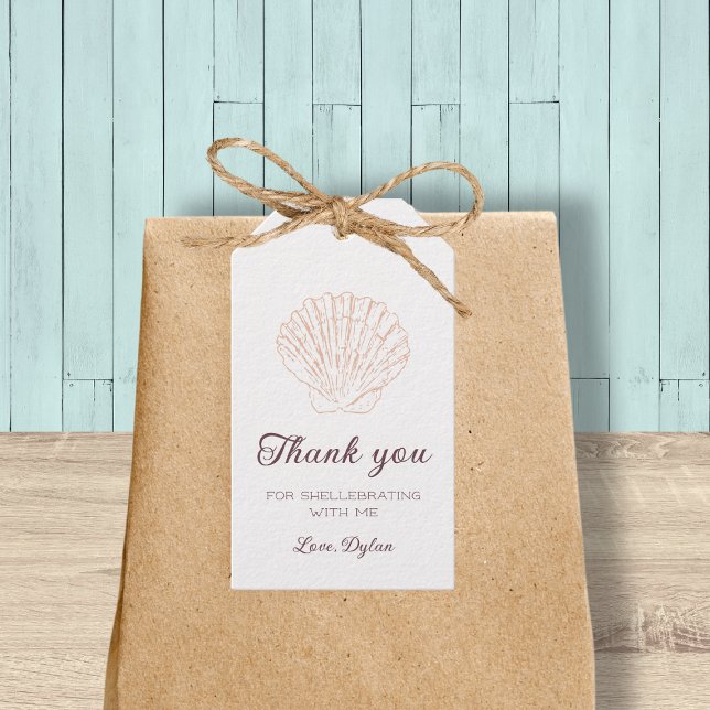 Étiquettes-cadeau Fête Prénatale de Seashell Beach Remerciements (Seashell Beach Baby Shower Thank You Gift Tags)