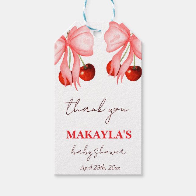 Étiquettes-cadeau Fête prénatale pour bébé fille Coquette Cerise sur (Devant)