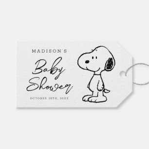 Étiquettes-cadeau Fête Prénatale Snoopy et Ballons