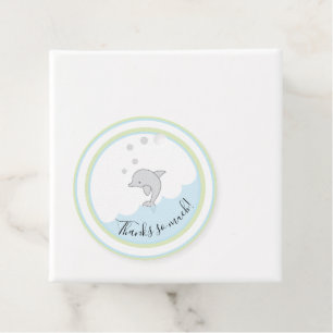Étiquettes Cadeau Fête Prénatale Vert Bleu Dauphin