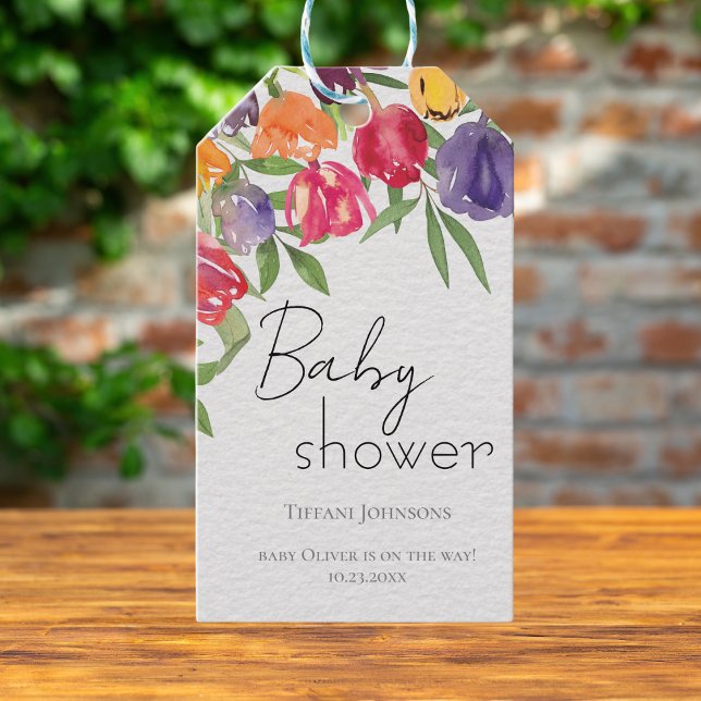 Étiquettes-cadeau Fête Printanière Tulipes Baby Shower (Créateur téléchargé)
