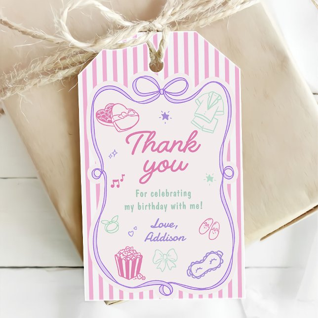 Étiquettes-cadeau Fête Pyjama Anniversaire Fille (Créateur téléchargé)