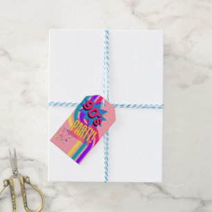Étiquettes-cadeau Fête Rétro Années 90 Rose Anniversaire Nostalgique