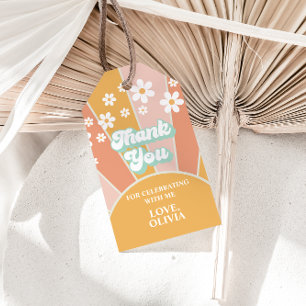 Étiquettes-cadeau Fête rétro Sunshine deux anniversaire super