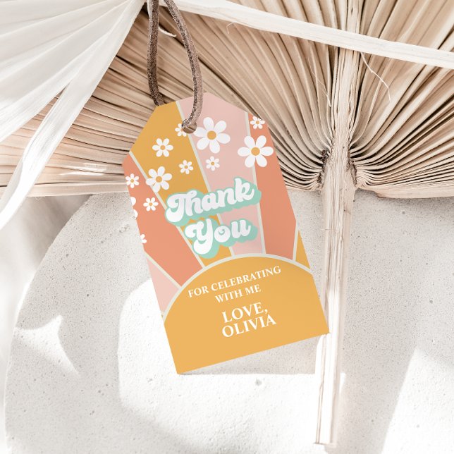 Étiquettes-cadeau Fête rétro Sunshine deux anniversaire super (Créateur téléchargé)