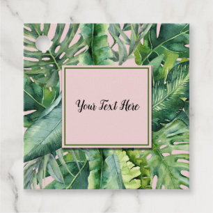 Étiquettes Cadeau Fête Sweet 16 Feuilles Tropicales Roses et Vertes