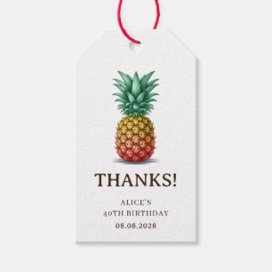 Étiquettes-cadeau Fête tropicale avec ananas rétro