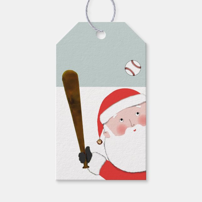 Étiquettes-cadeau Fêtes de Noël de baseball (Devant)