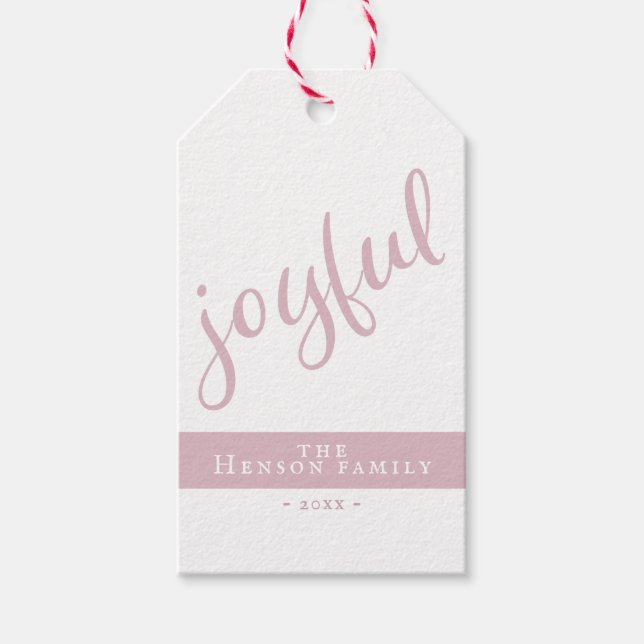 Étiquettes-cadeau Fêtes de Noël rose pâle (Devant)