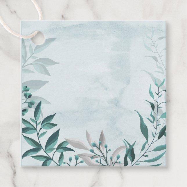 Étiquettes Cadeau feuillage bleu sarcelle (Devant)