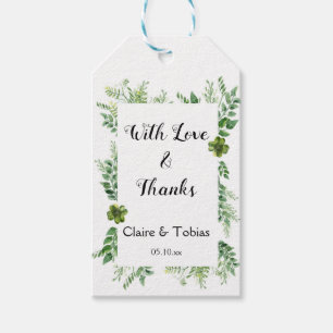 Étiquettes-cadeau Feuillage sauvage vert de printemps Merci