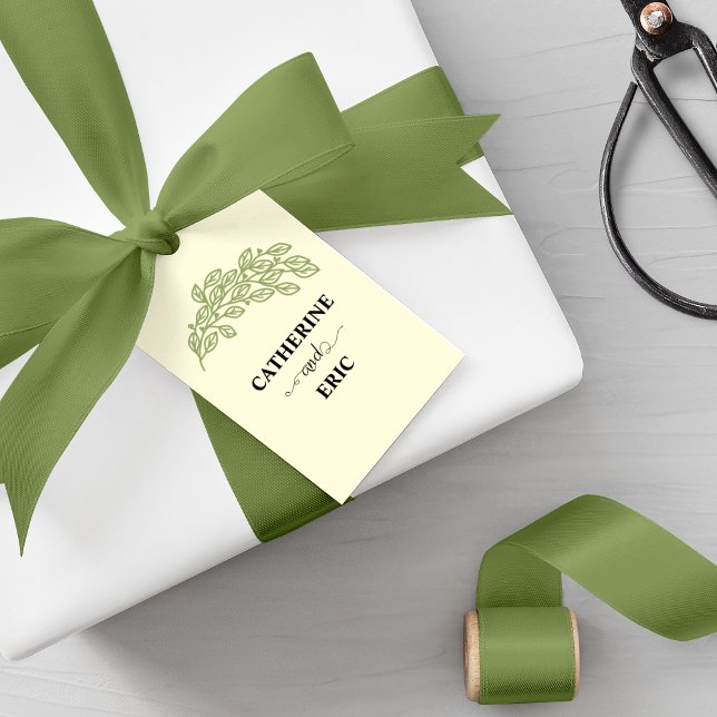 Étiquettes-cadeau Feuille de ligne artistique Mariage (Créateur téléchargé)