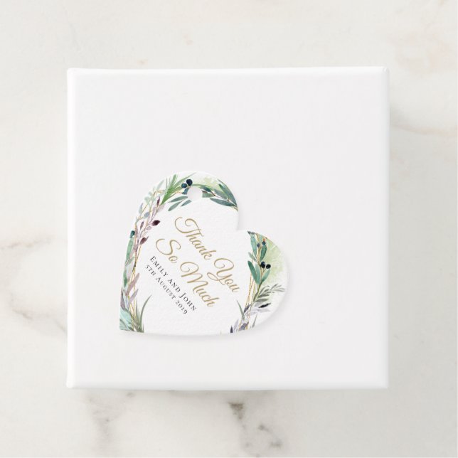 Étiquettes Cadeau Feuille d'olive/Script/noms/message/mariage Merci (En situation)