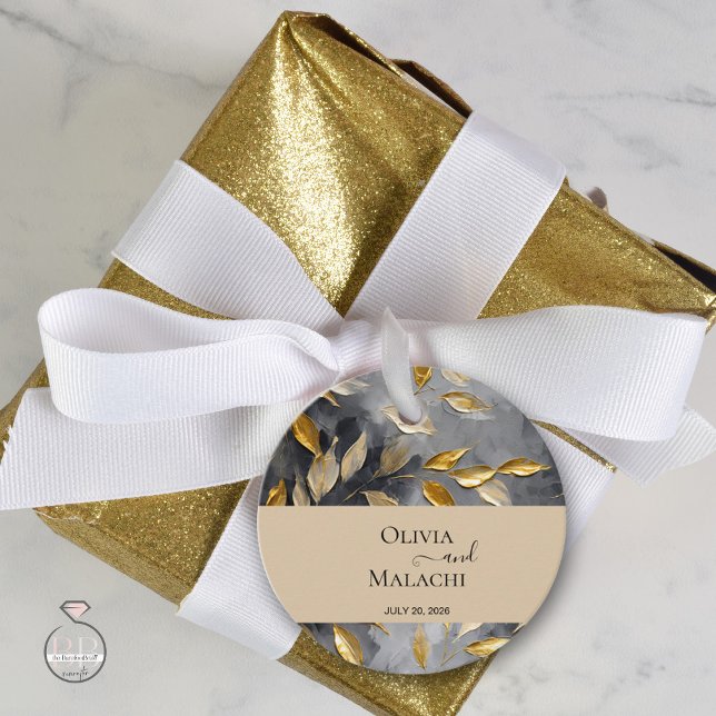 Étiquettes Cadeau Feuille d'or Impasto noir (Créateur téléchargé)