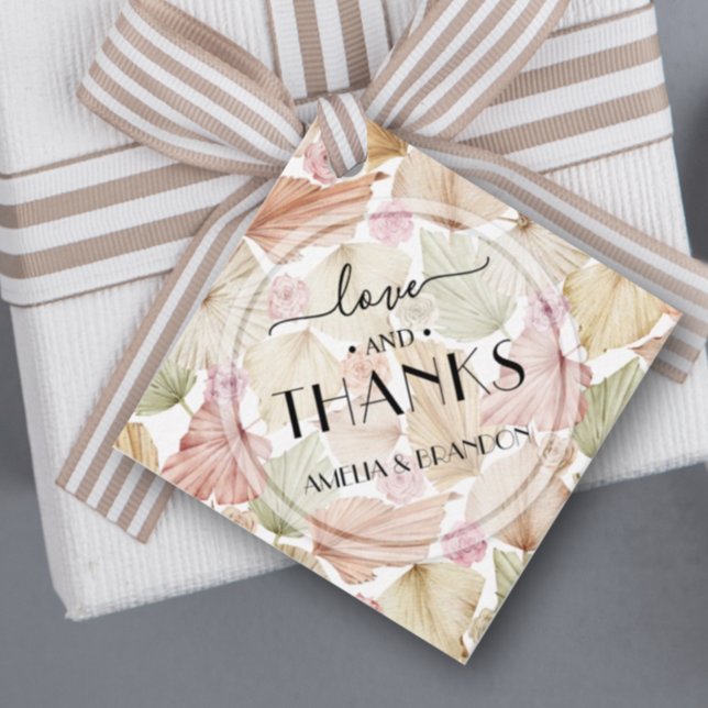 Étiquettes Cadeau Feuille Fleurs Boho Mariage (Créateur téléchargé)