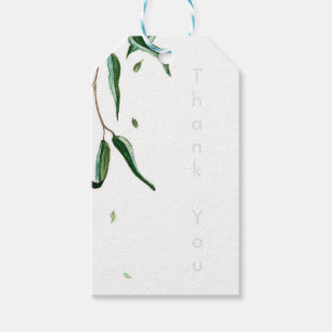 Étiquettes-cadeau Feuilles botaniques d'eucalyptus vert mariage rust