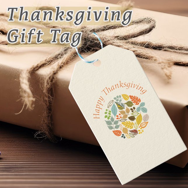 Étiquettes-cadeau Feuilles d'automne colorées bon thanksgiving (Happy Thanksgiving! Thanksgiving Gift Tag.)
