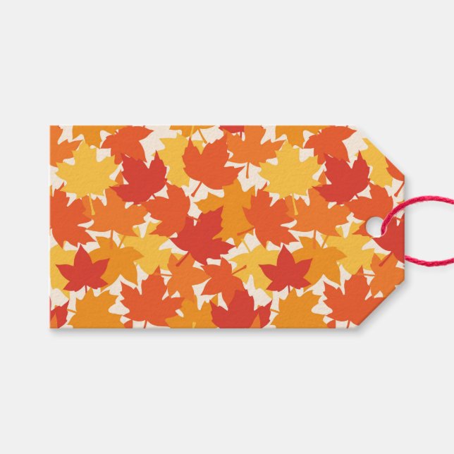 Étiquettes-cadeau Feuilles d'automne éparpillées Couleurs d'automne (Devant (Horizontal))