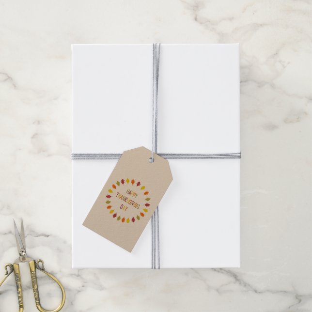 Étiquettes-cadeau Feuilles de chêne Thanksgiving Custom (Avec de la ficelle)