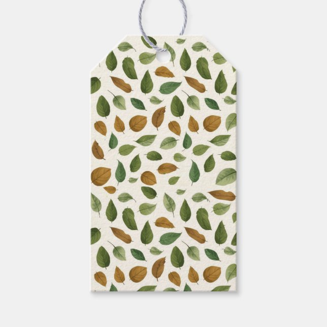Étiquettes-cadeau Feuilles de couleur terreuse (Devant)