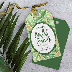 Étiquettes-cadeau Feuilles de gouache verte Tropical Mariage Fête