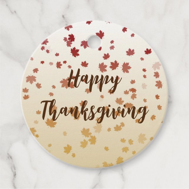 Étiquettes Cadeau Feuilles de l'érable de Thanksgiving (Devant)