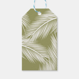 Étiquettes-cadeau Feuilles de palmier blanc sur arrière - plan de co