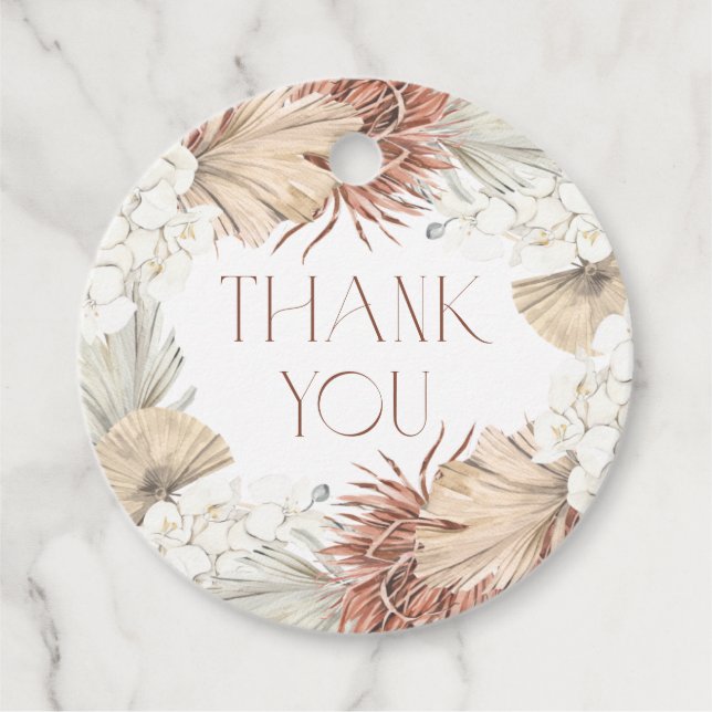 Étiquettes Cadeau Feuilles de palmiers et orchidées Wreath Boho Baby (Devant)