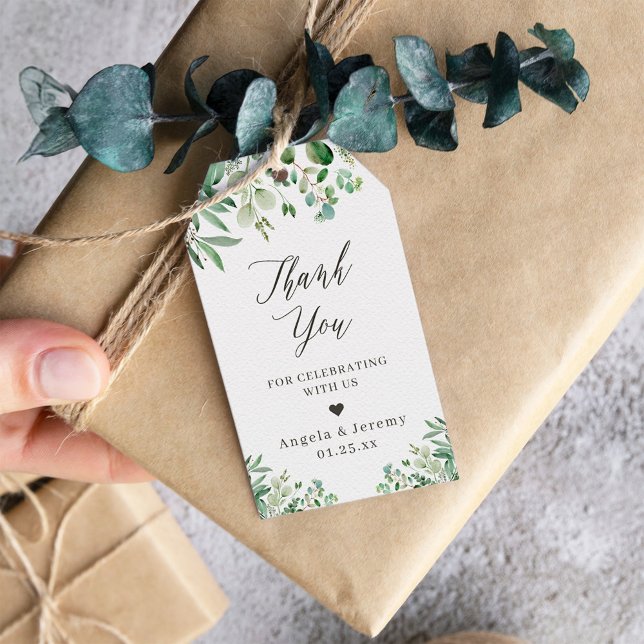 Étiquettes-cadeau Feuilles d'eucalyptus Elégance de la verdure Merci (Créateur téléchargé)